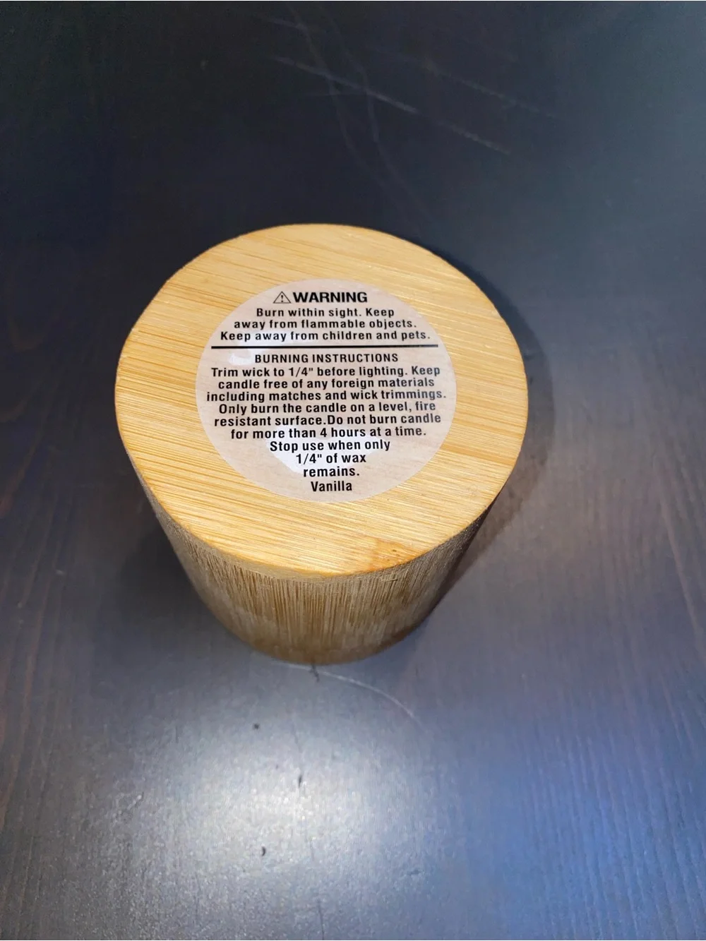 Parnell Vanilla Scented Candle in Natural Bamboo Jar with Lid